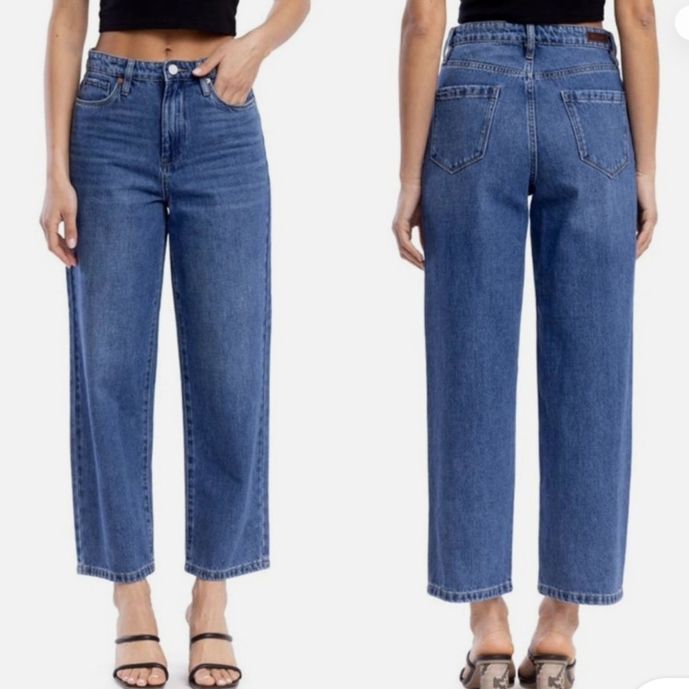 NEW Free People BlankNYC Baxter Ribcage Straight Leg Jeans Blue Denim Cotton 31